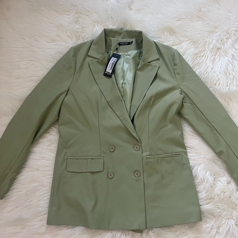Nasty Gal‎ Sage Green Double-Breasted Blazer - Picture 2 of 15